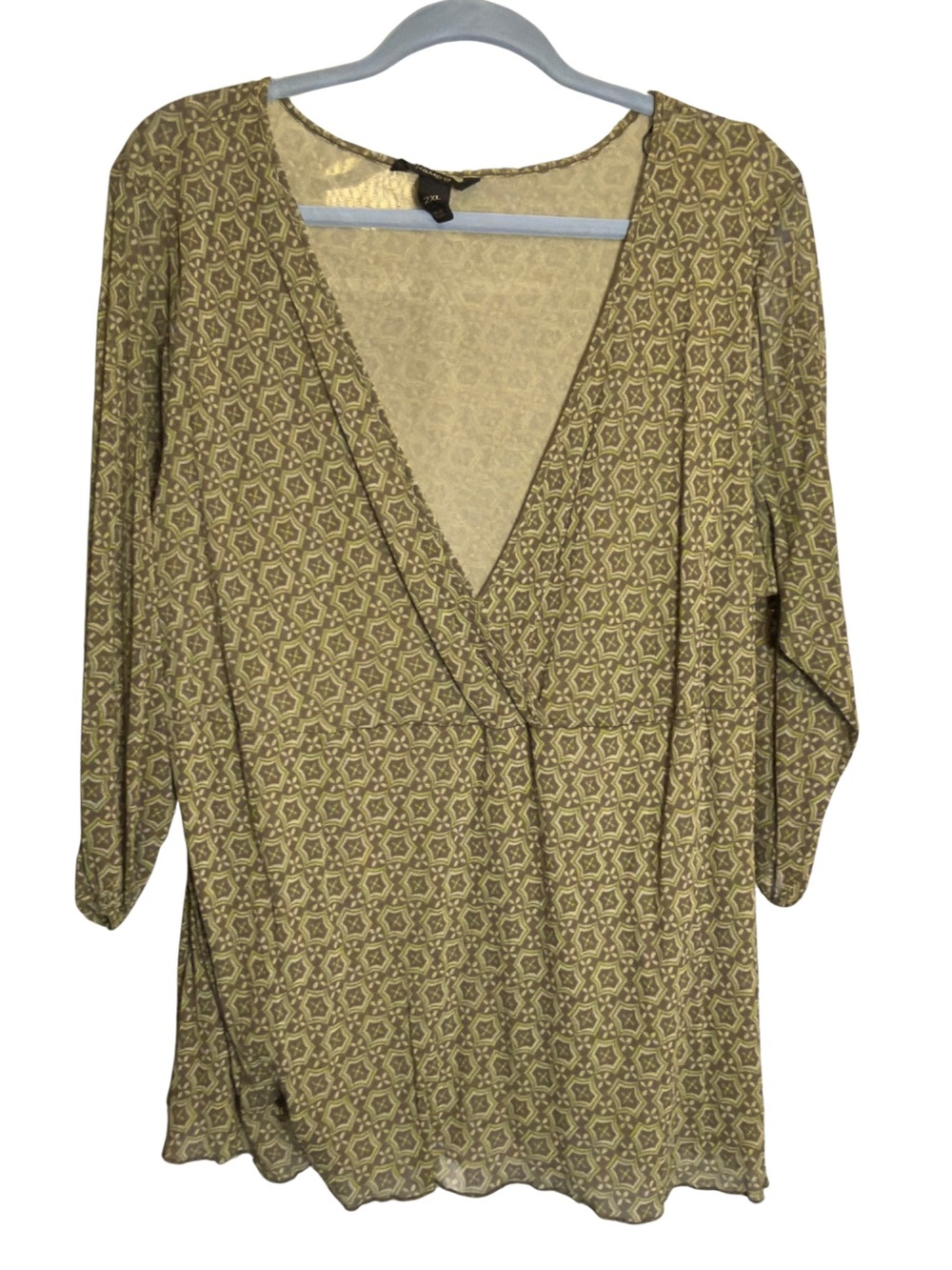 H&M Olive Green Patterned Wrap Tunic (0338)